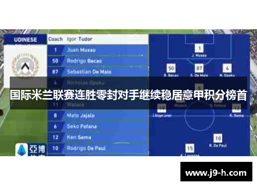 国际米兰联赛连胜零封对手继续稳居意甲积分榜首